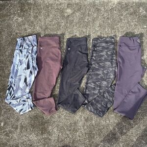 Women’s Lot Of 5 Mixed Capri & Full Size Leggings Size Medium